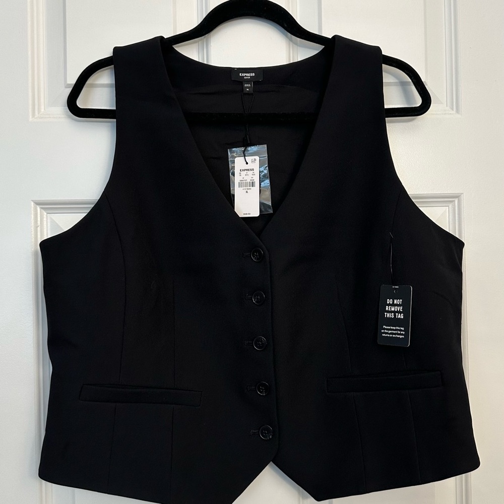 Express Black Button-Up Vest